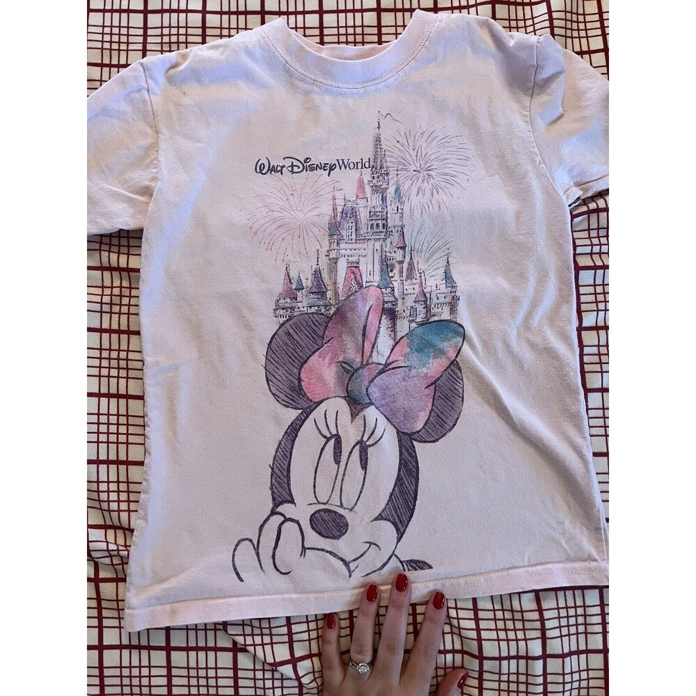 Minnie Mouse Youth S Walt Disney World Pink T-shirt Disney Parks Hanes BEEFY-T